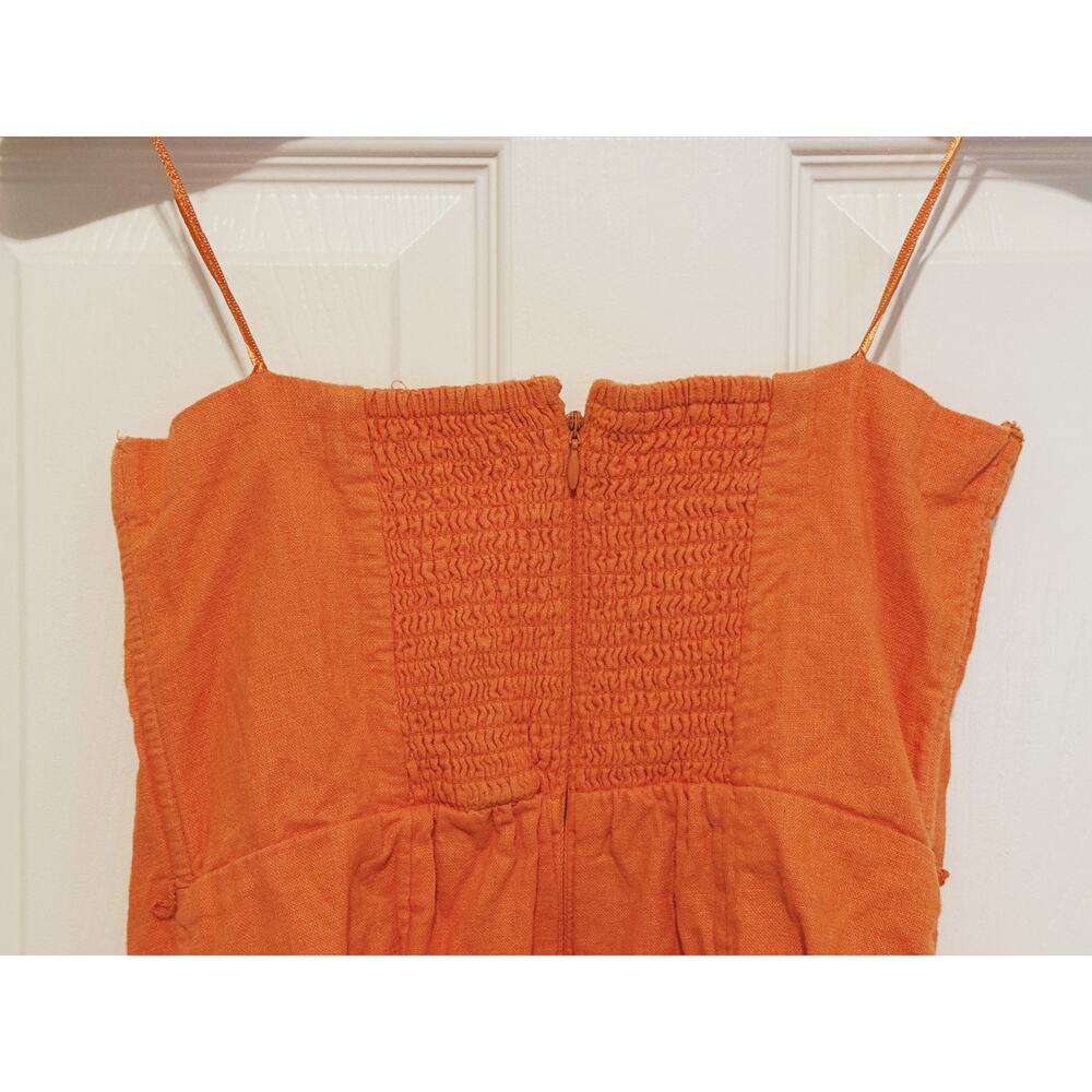 Abercrombie & Fitch Linen Strapless Mini Dress Small Orange Euro Resort Beach - Picture 9 of 9